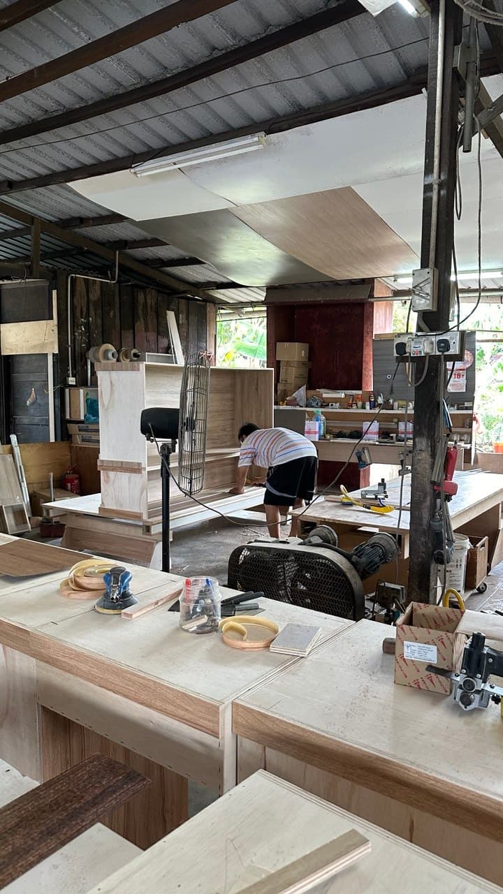 JYS Carpentry head carpenter building a cabinet in our family workshop